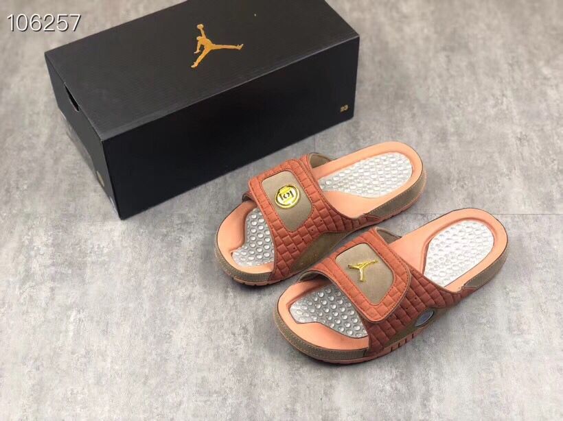 CLOT x Air Jordan Hydro 13 Sandals Orange Grey - Click Image to Close